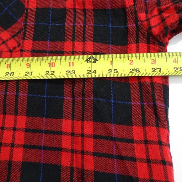 Rosette Red Black Plaid Long Sleeve Button Up Flannel Shirt Women Size L Pockets - Picture 10 of 13
